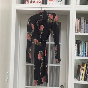 Reformation black floral wrap dress